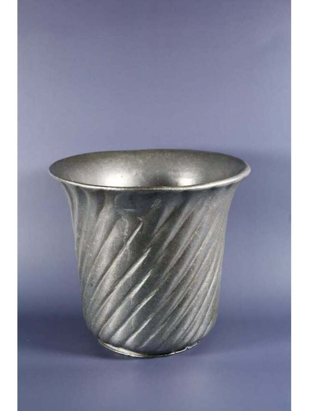 Vintage ALL RANDALL M-8005 Metal Vase Planter Twisted Fluted Design Blue Gray